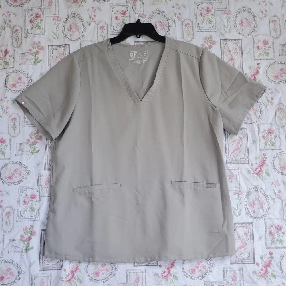 Figs Scrub Top Womens XXL Gray Casma Three Pocket Nurse Hospital Uniform‎ Dr
